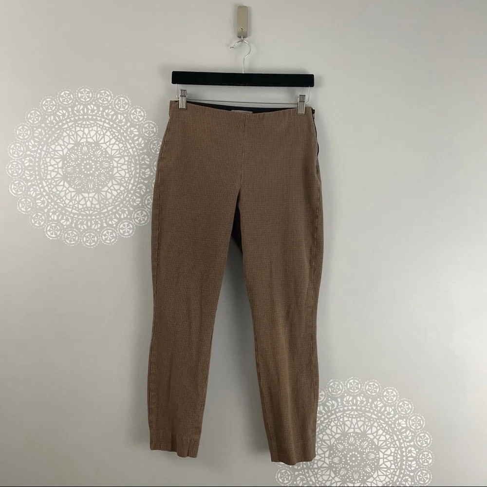 Everlane The Curvy Side Zip Stretch Cotton Plaid Pants Size 8